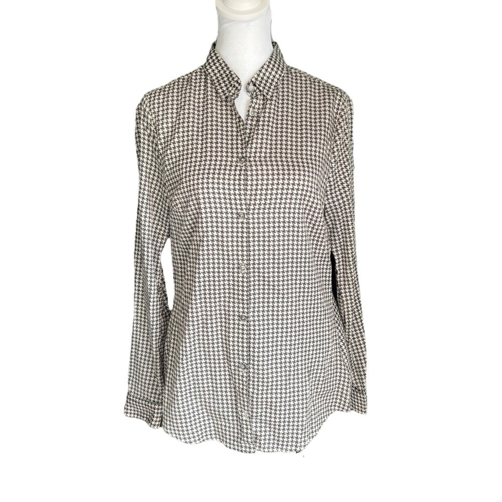 Barbour - Plaid Button Down Silk Blend Shirt Blouse Sz 36